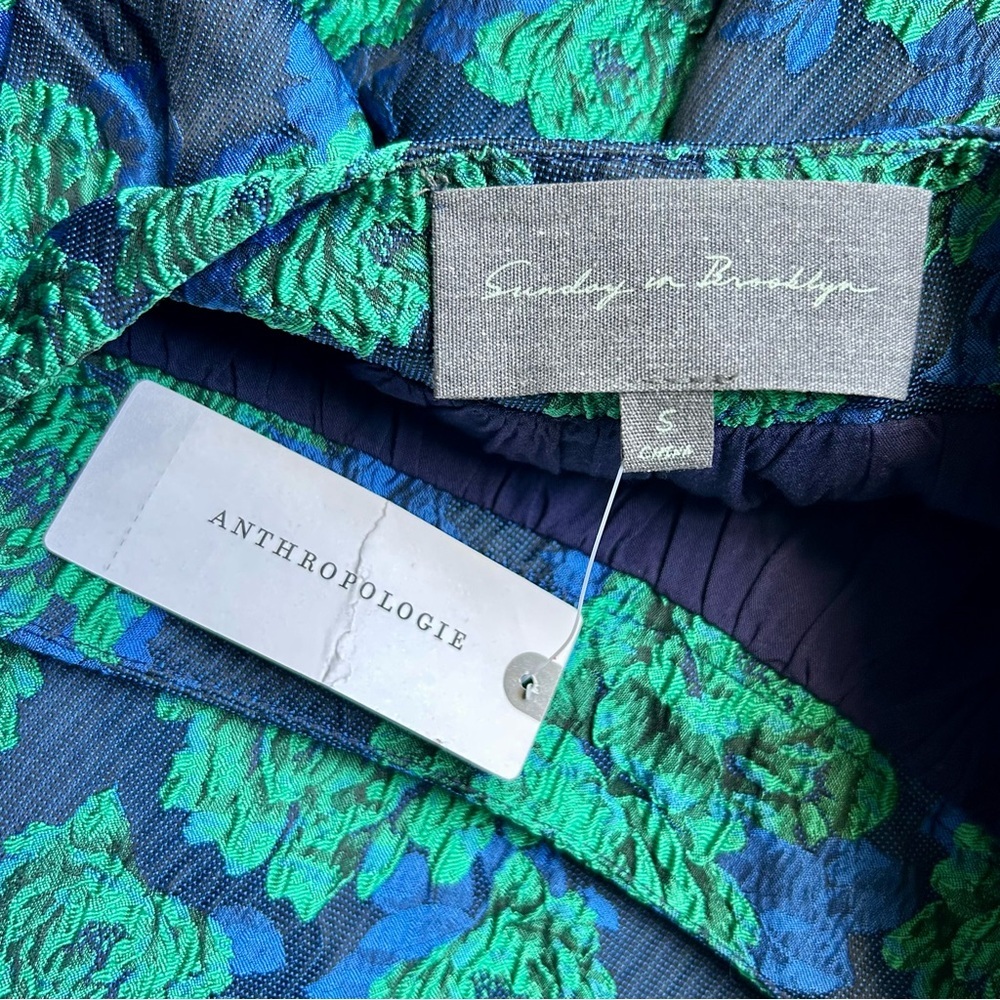 Anthropologie Green and Blue Floral A-Line Skirt - Picture 7 of 12